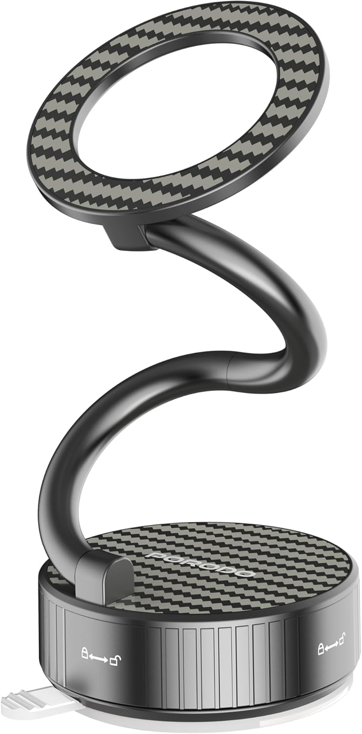 Porodo MagCurve Suction Phone Mount - Black