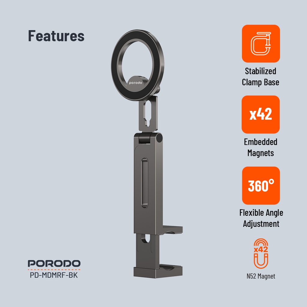 Porodo Zinc Alloy Special Purpose Magsafe Phone Mount - Black