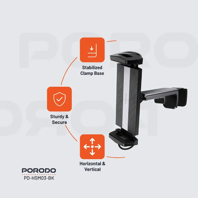 Porodo HS03 Universal Adjustable Tablet & Phone Mount - Black