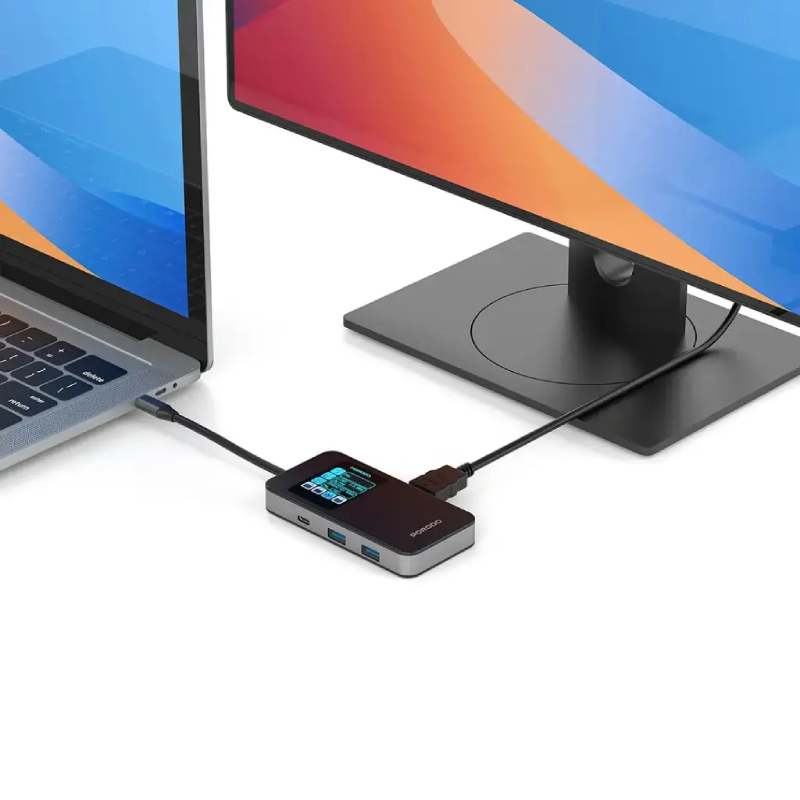 Porodo 6-in-1 Multi-Port USB-C Hub - Black