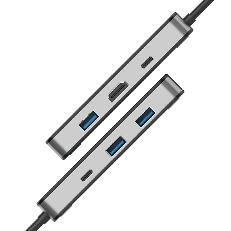 Porodo 6-in-1 Multi-Port USB-C Hub - Black