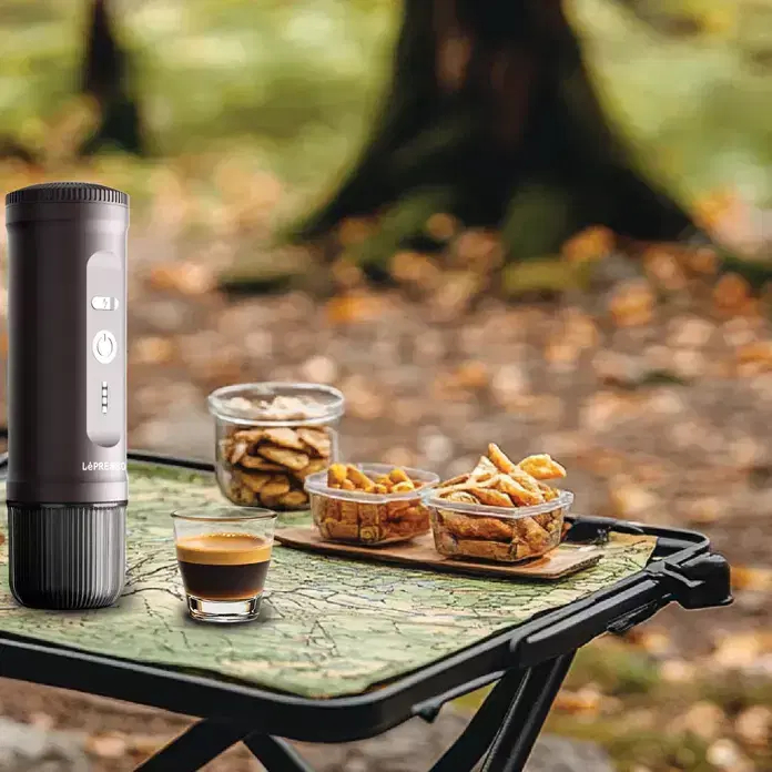 LePresso Portable 2-IN-1 Espresso Maker, 95W Power - Brown