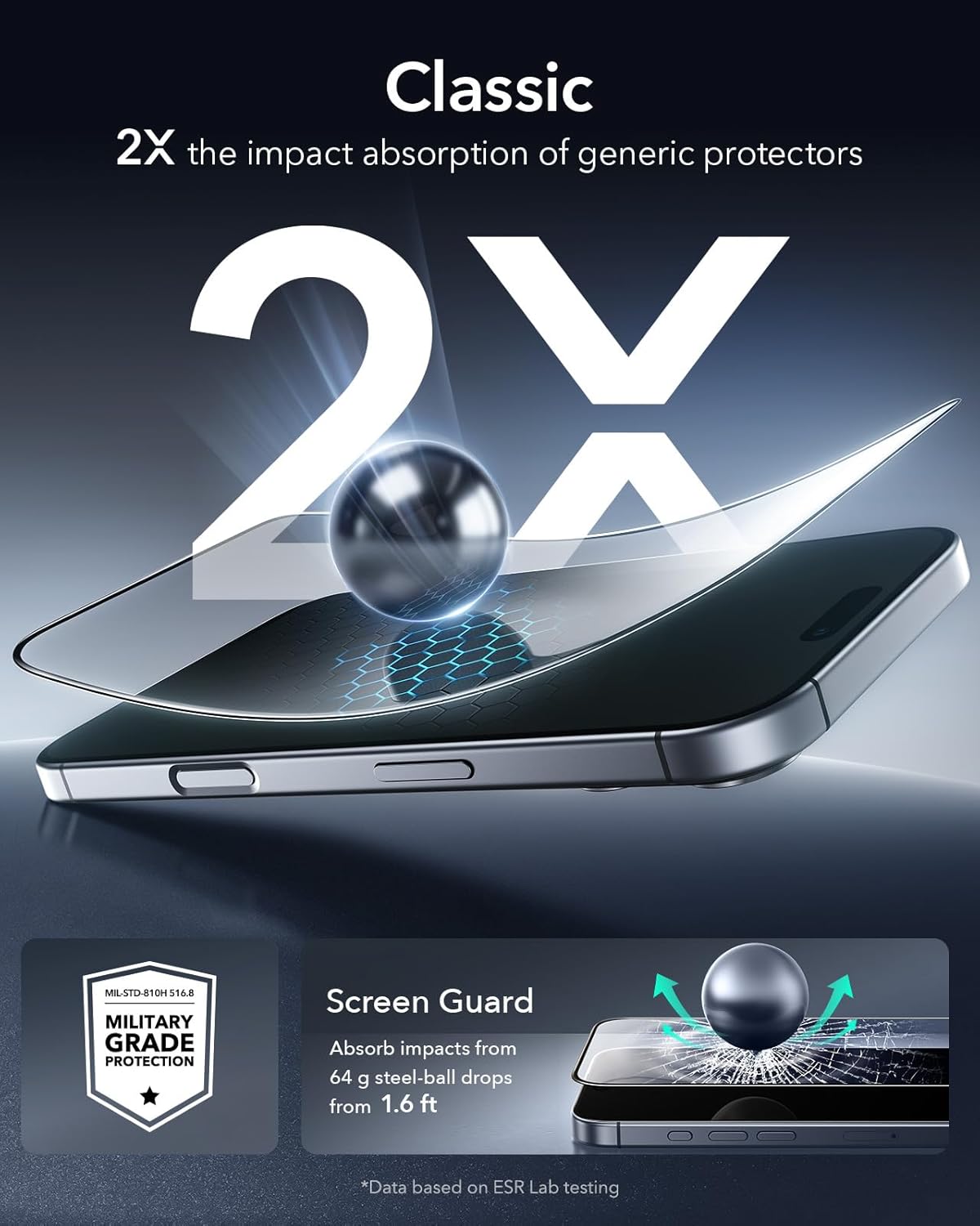 ESR iPhone 17 Pro Max Tempered Glass Screen Protector - Clear