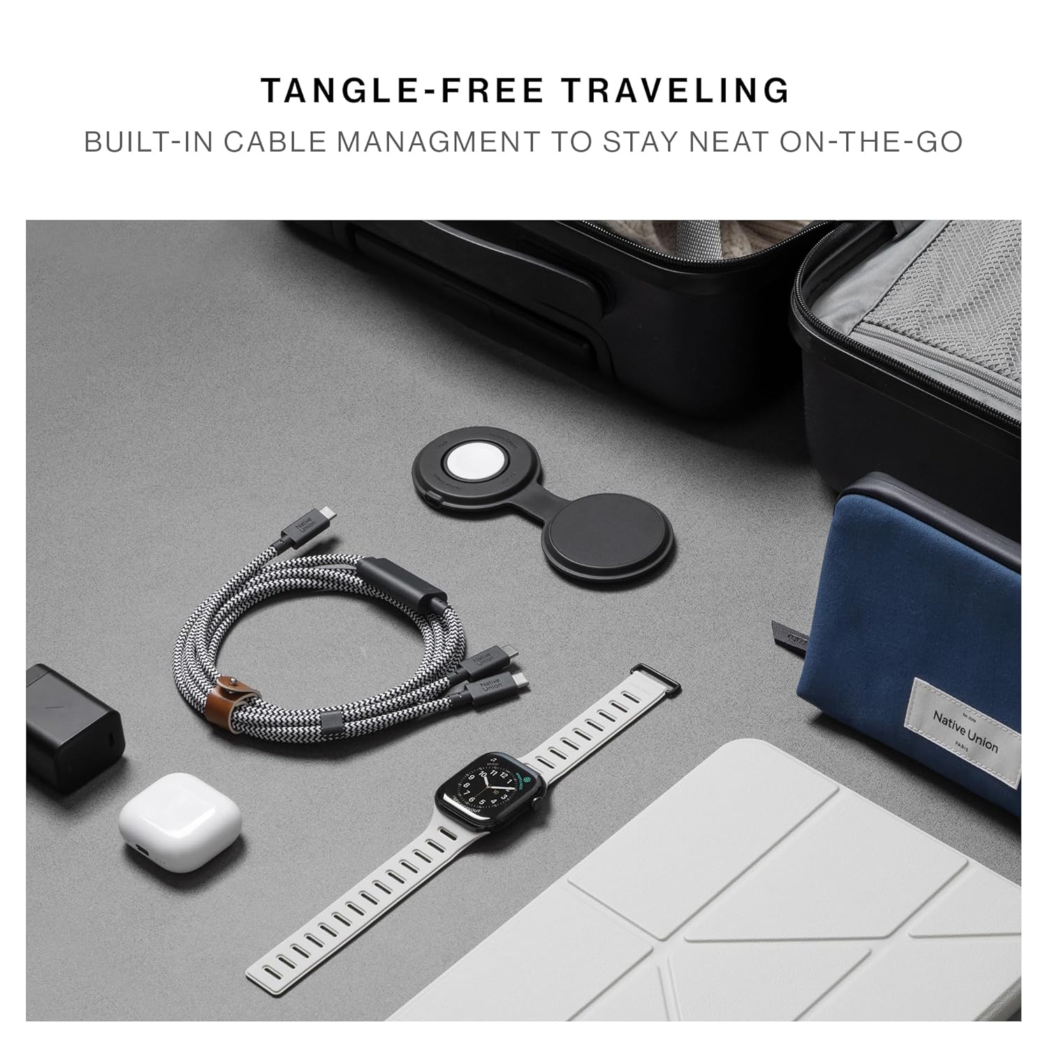 Native Union Belt Cable C TO 2C, Multi-Device High Speed Charging - 2M 140W - Black
