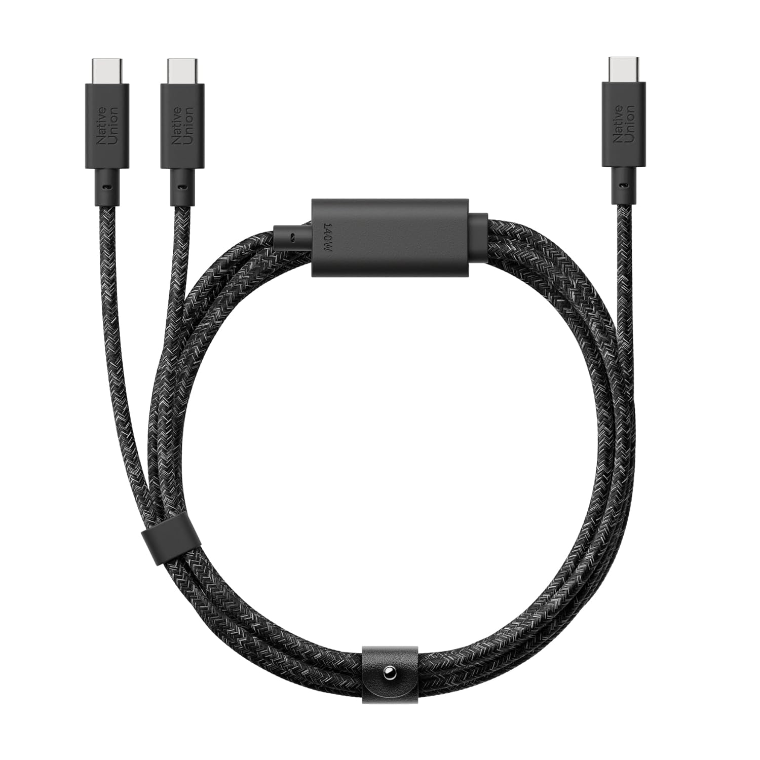 Native Union Belt Cable C TO 2C, Multi-Device High Speed Charging - 2M 140W - Black