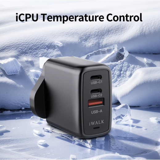 iWalk Leopard GAN 67W- 2C1A, iCPU Temperature Control Charger, 67W Charging Speed - Black