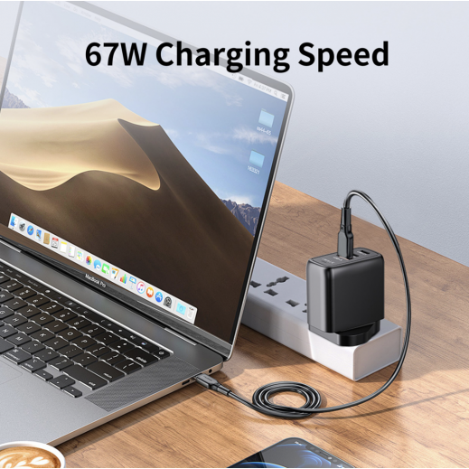 iWalk Leopard GAN 67W- 2C1A, iCPU Temperature Control Charger, 67W Charging Speed - Black