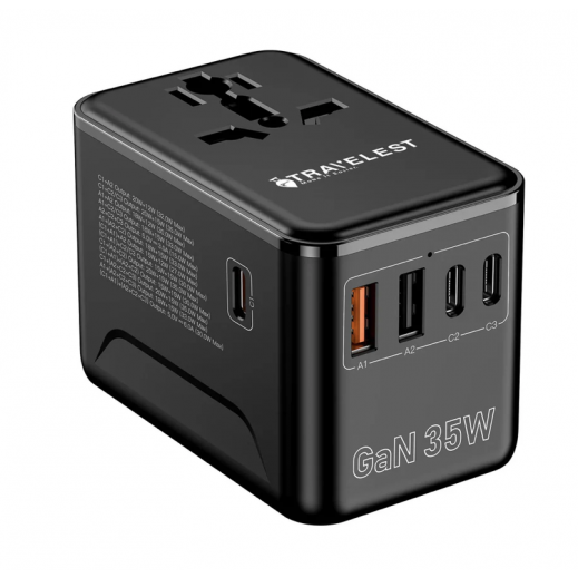 iWalk Leopard 35W- Travel, 35W Charger, GaN Charges Both iPhone/Android, Five Port Compatible - Black