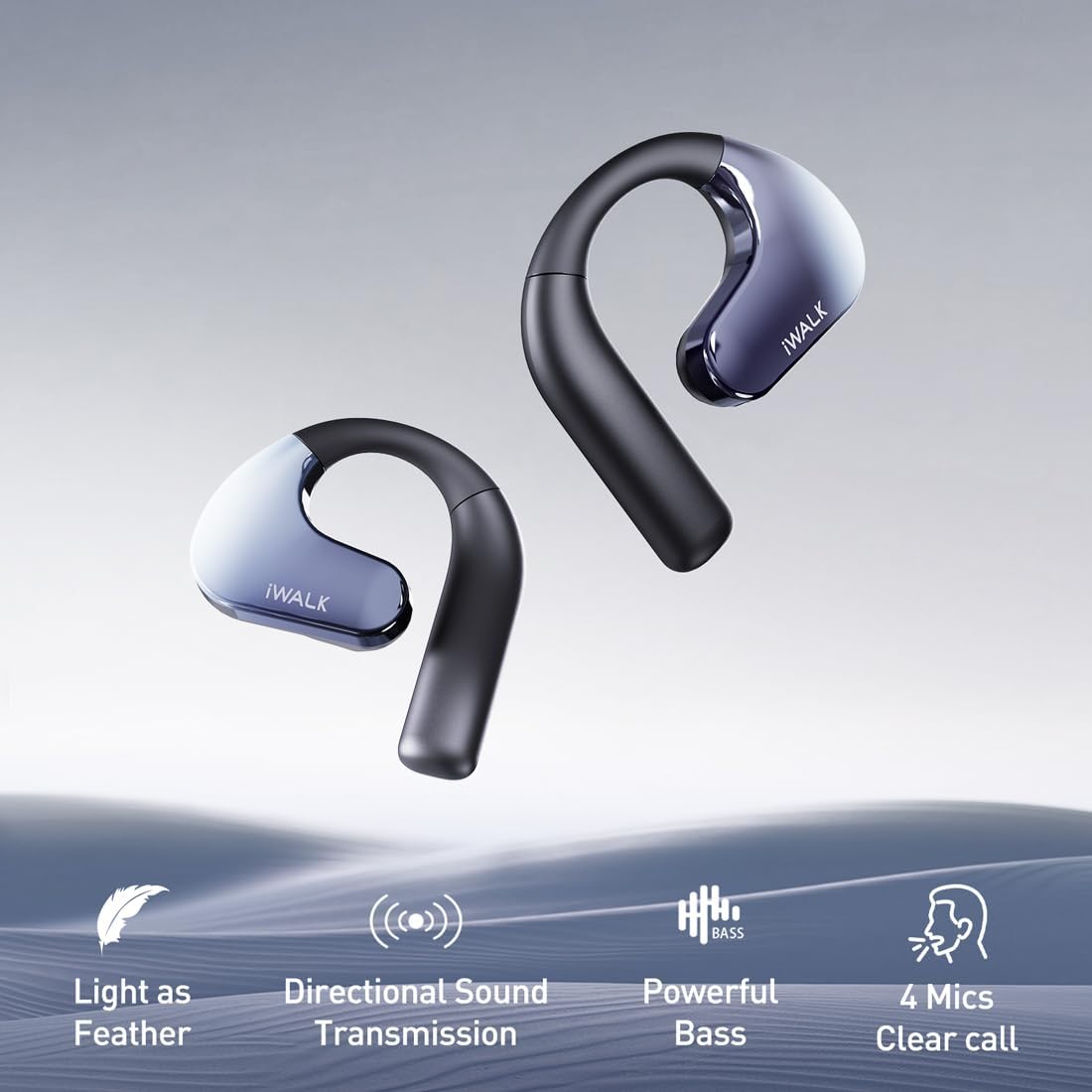 iWalk Amour Duo Candy Open Ear Headphones, Bluetooth 5.3 - Black