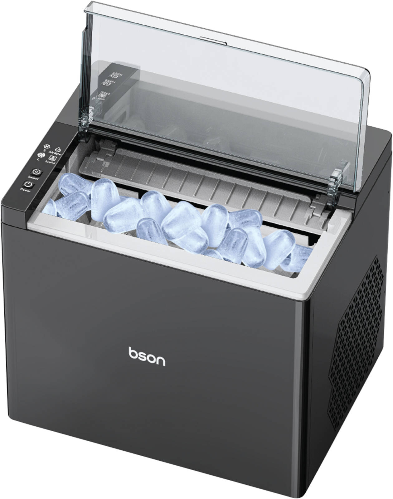 Bson Freezy Ice Maker - Ountertop Ice Machine with Multiple Bullet Ice Sizes - Black