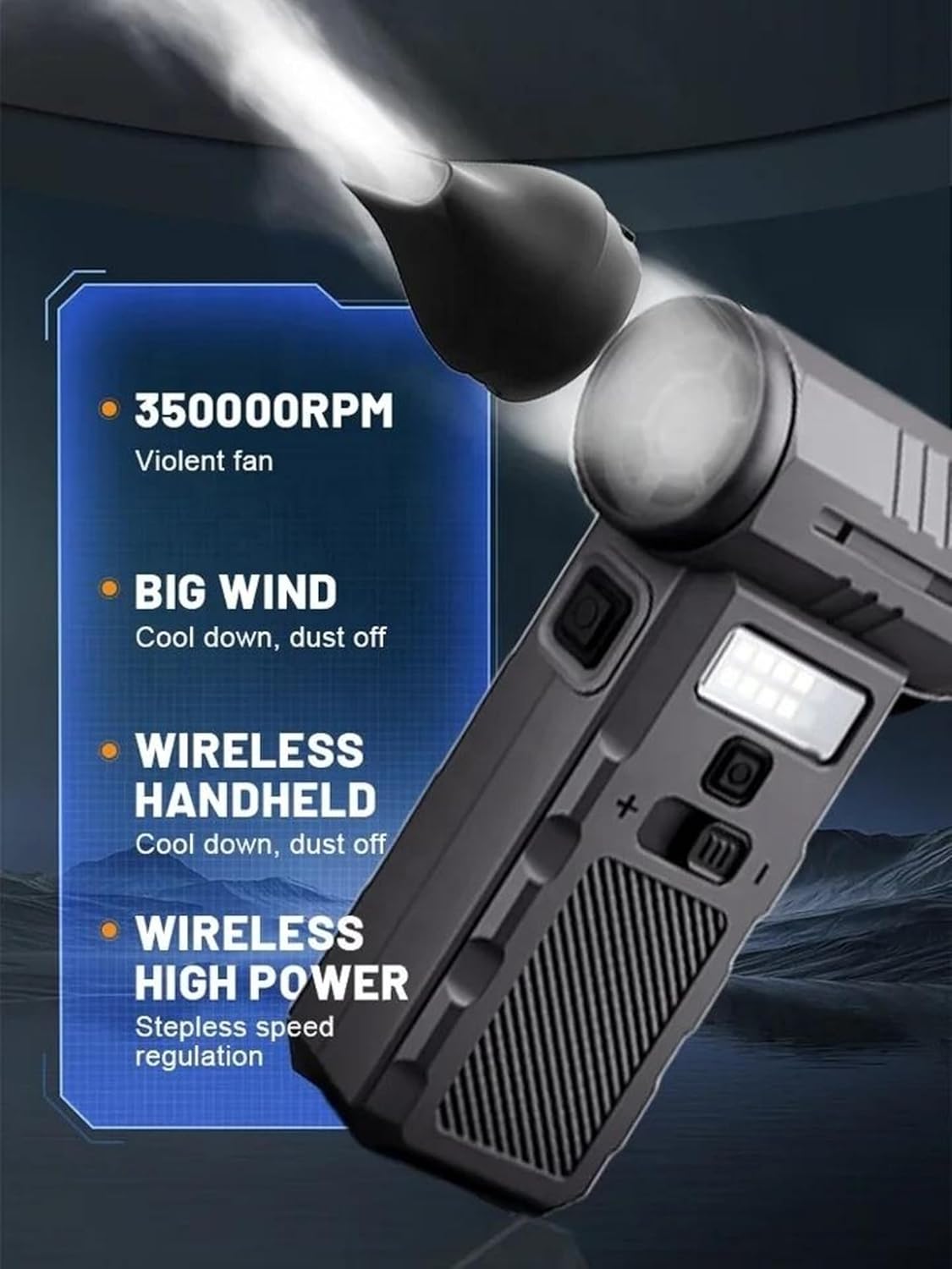 Bson Hurricane Pro Jet Fan -3 in 1, 130000 Rpm, 4000 Mah Battery - Black