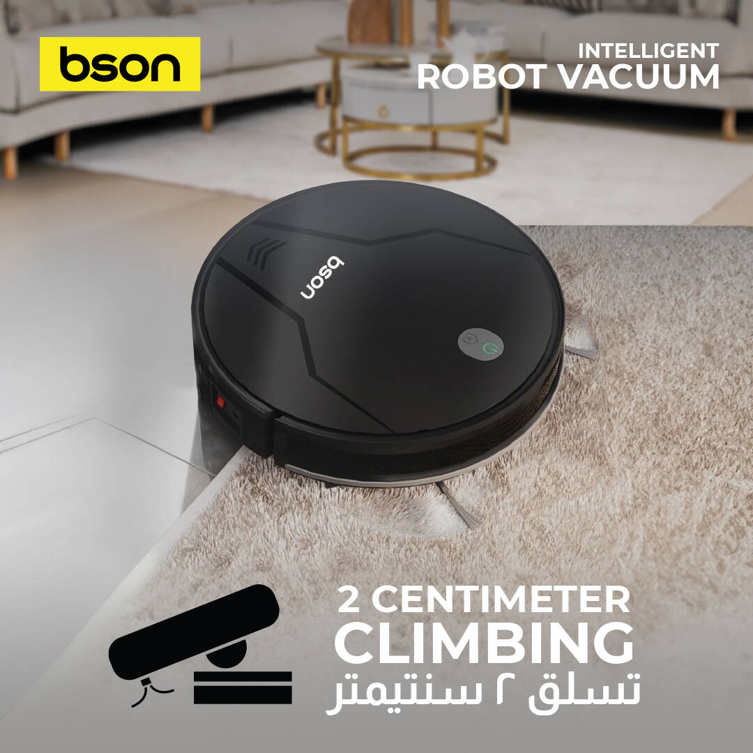 Bson Intelligent Robot Vacuum Cleaner, 2-in-1 Vacuum & Mop with Smart AI Mapping - Black
