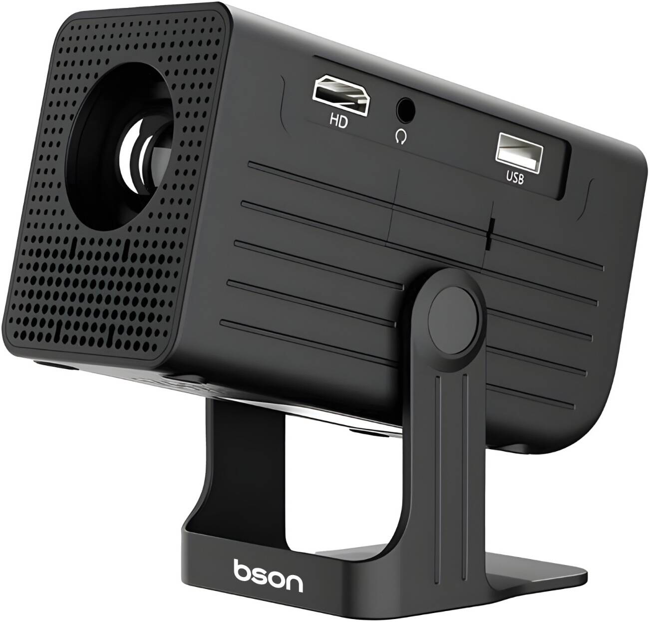 Bson Mini Portable Projector, 50-150" Image Size, 4700 Lumens (170 ANSI) Brightness, 1280x720 Pixels - Black