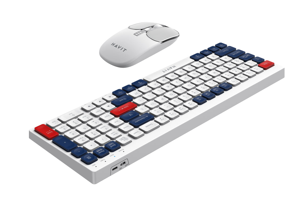 Havit Dual Mode PC Combo – Wireless Keyboard & Mouse Combo - White