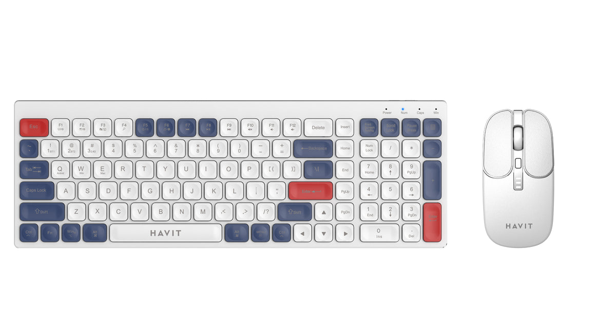 Havit Dual Mode PC Combo – Wireless Keyboard & Mouse Combo - White