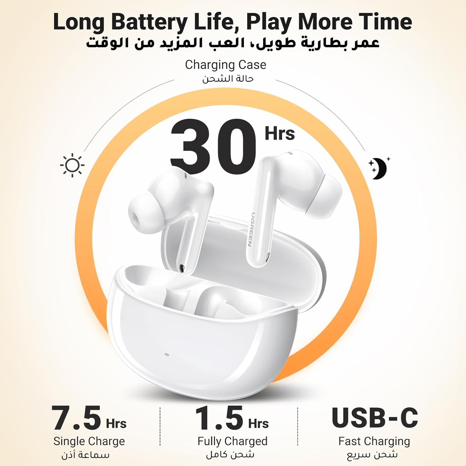 UGREEN HiTune T3 Pro Active Noise 35725 Earbuds - White