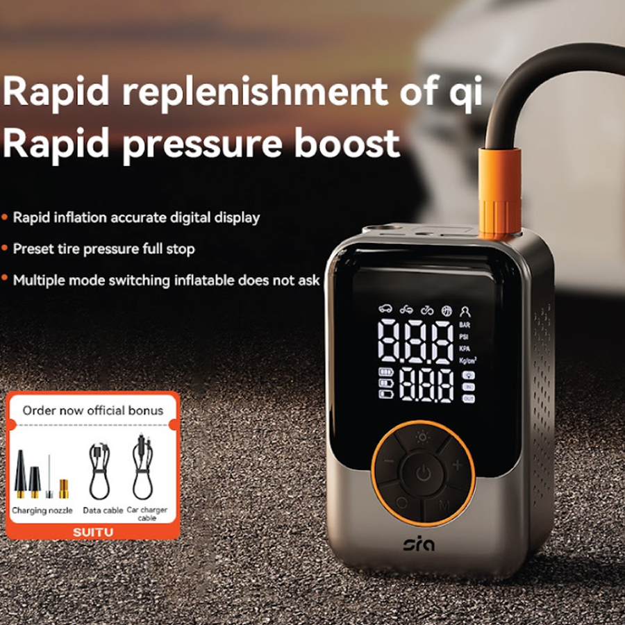 SIA Electric Air Pump, Wireless, Digital Display + USB - Black