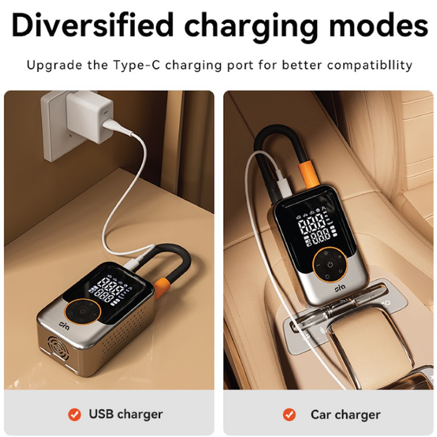 SIA Electric Air Pump, Wireless, Digital Display + USB - Black