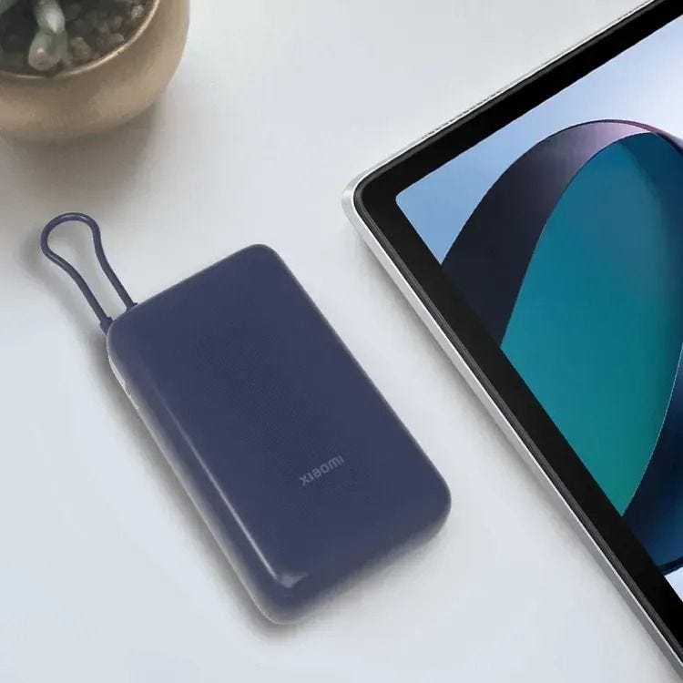 Xiaomi Power Bank 20000mAh 33W, Integrated Cable, 33W Fast Charging - Blue