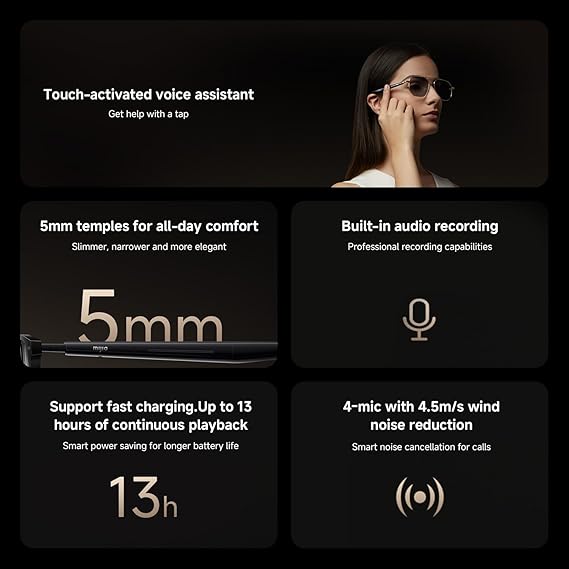 Xiaomi Mijia Smart Audio Glasses Pilot-Style - Black