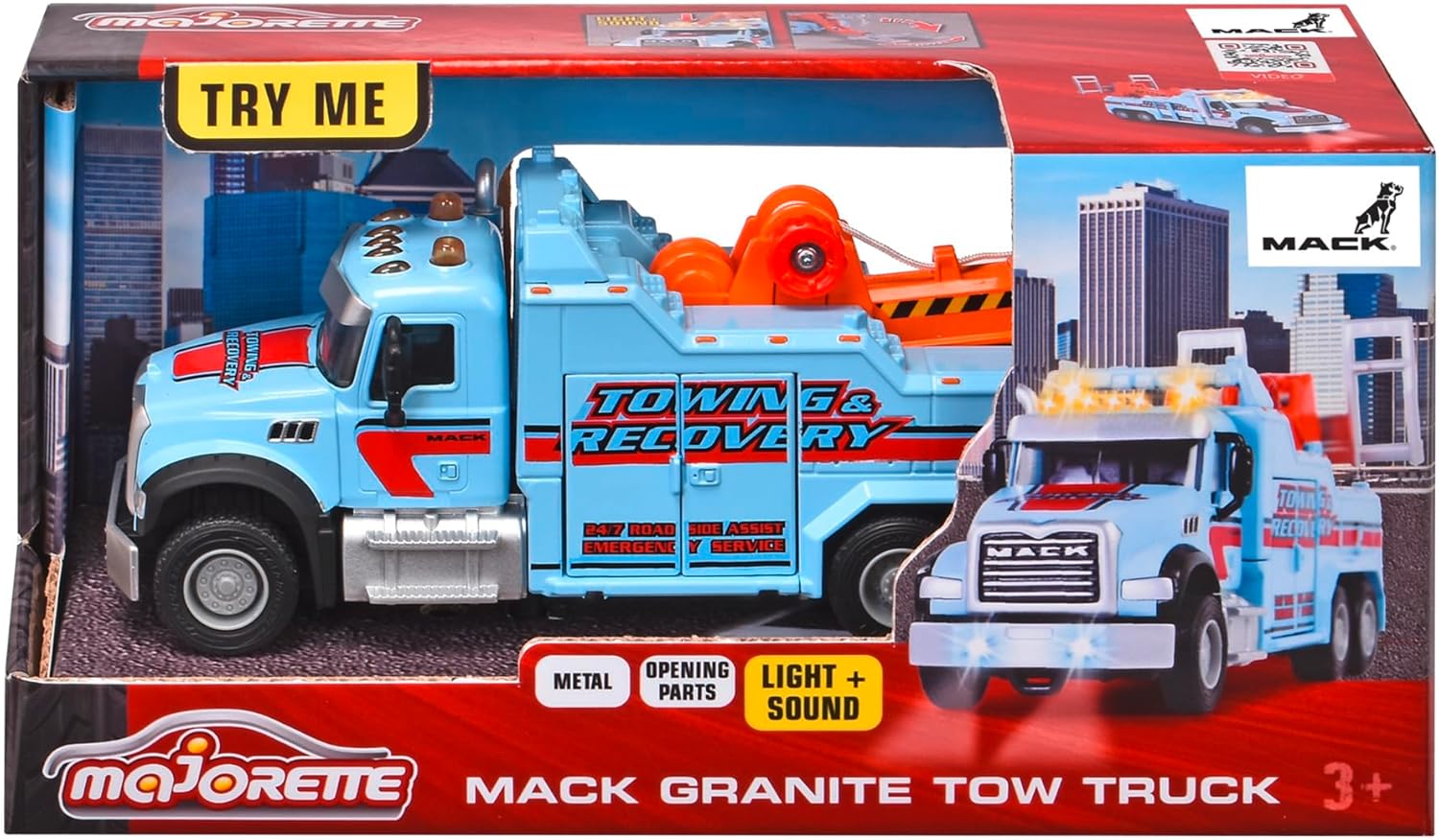 Majorette Mack Granite Tow Truck with Lights & Sounds