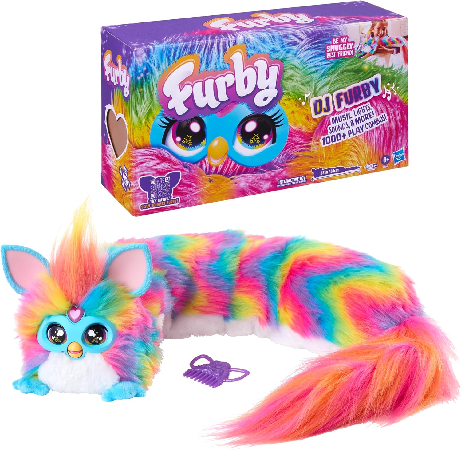 Hasbro Furby DJ Rainbow, Super Snuggly Electronic Plush