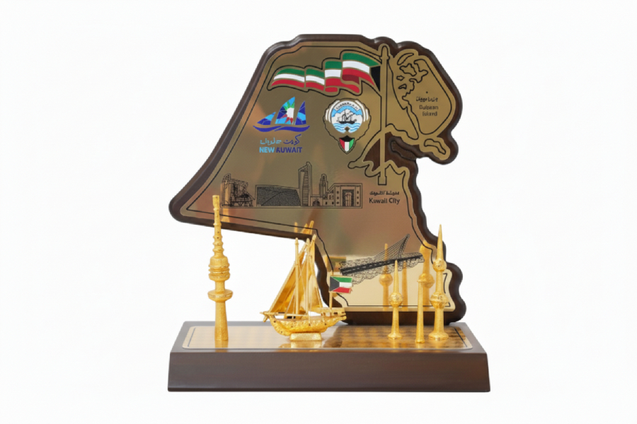 Kuwait Map & Landmark Luxury Souvenir