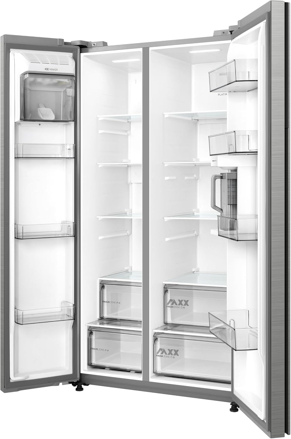 Midea Side-by-Side Refrigerator, Auto Ice Maker, Smart Wi-Fi Connectivity, Silver - MDRS925CIE46M