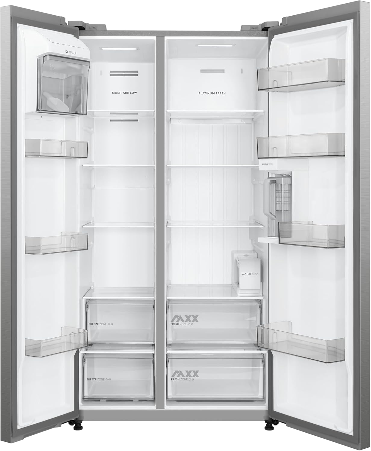 Midea Side-by-Side Refrigerator, Auto Ice Maker, Smart Wi-Fi Connectivity, Silver - MDRS925CIE46M