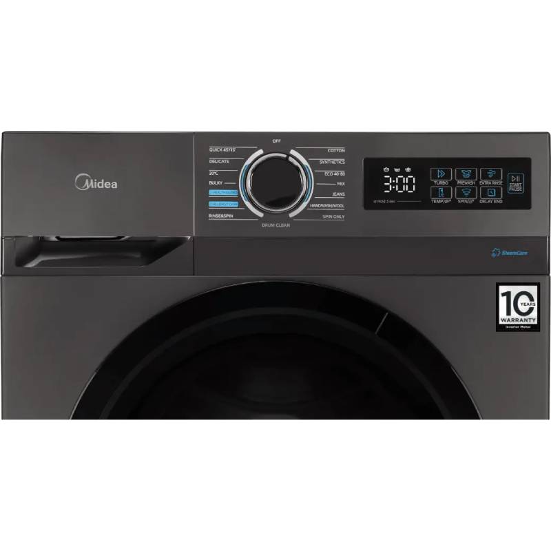 Midea 8KG Front Load Washing Machine With BLDC Inverter Motor, 1400 RPM - MF110W80B/T-GCC