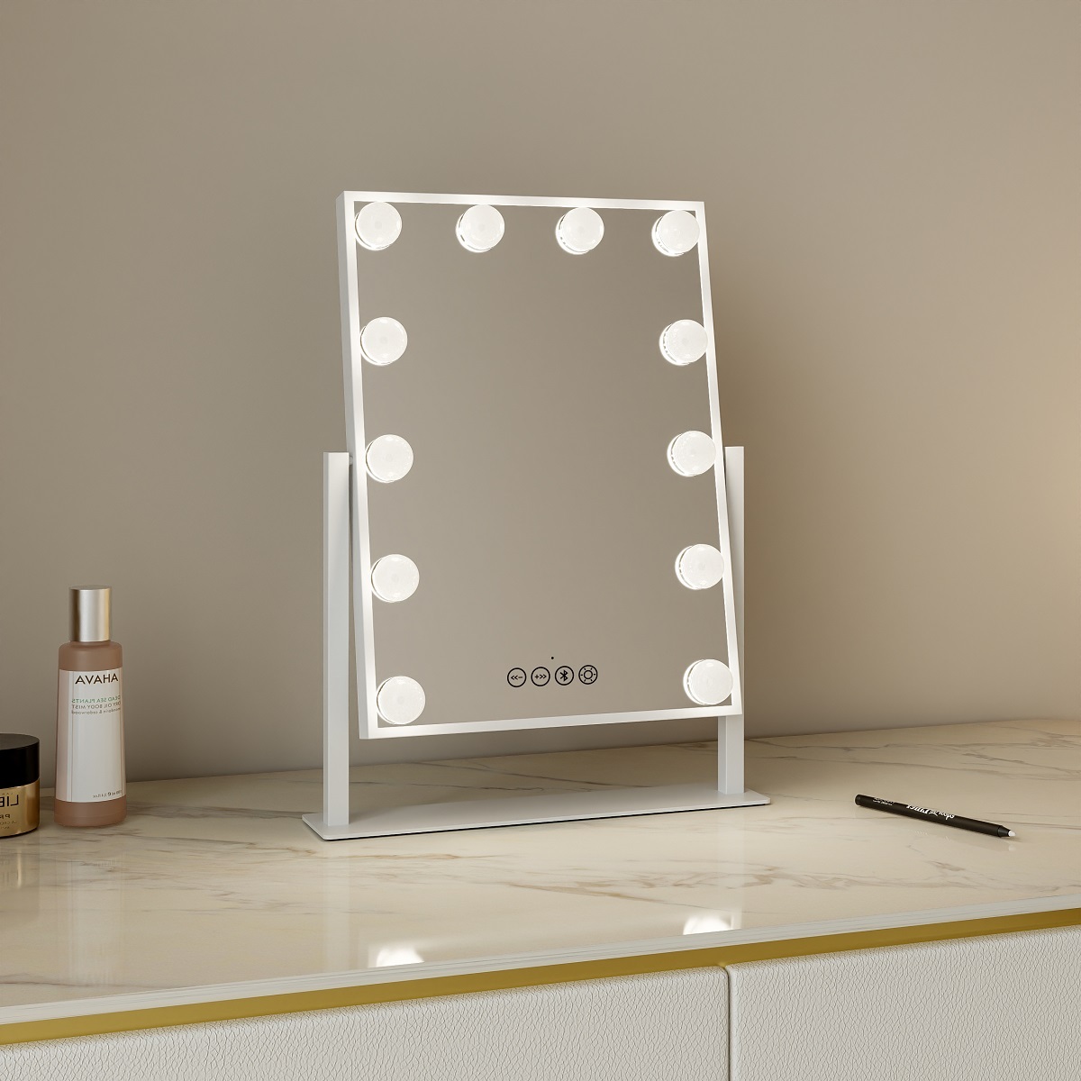 Orca Hollywood Style Mirror White LED with Bluetooth - OR-DP330X-BT
