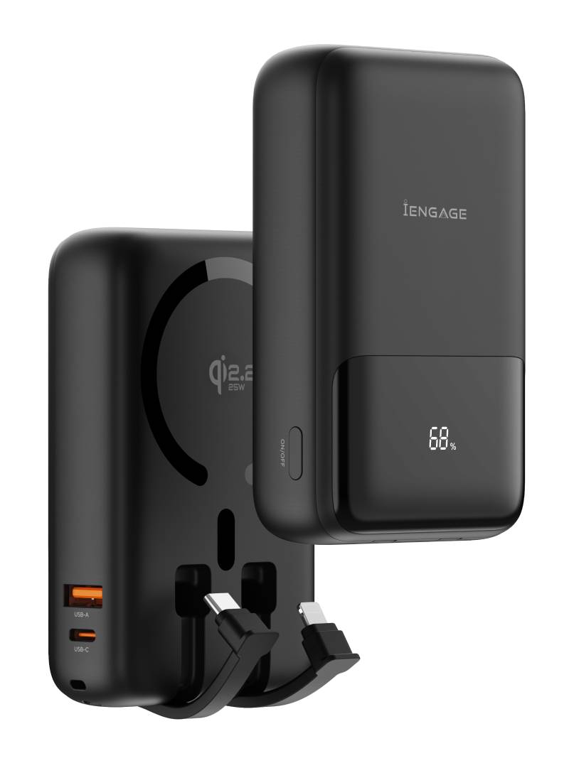 iEngage Qi2 20000mAh Ultra Fast Charging PD 65W PowerBank - Black