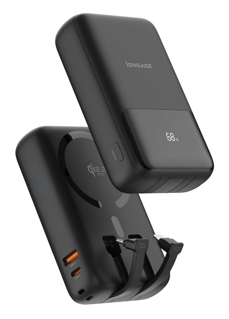 iEngage Qi2 20000mAh Ultra Fast Charging PD 65W PowerBank - Black