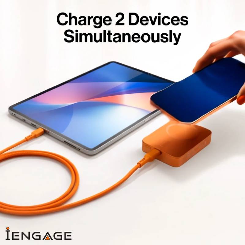 iEngage 10000mAh Semi Solid Battery Wireless Charging Powerbank - Orange