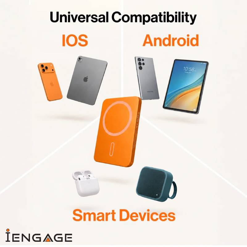iEngage 10000mAh Semi Solid Battery Wireless Charging Powerbank - Orange
