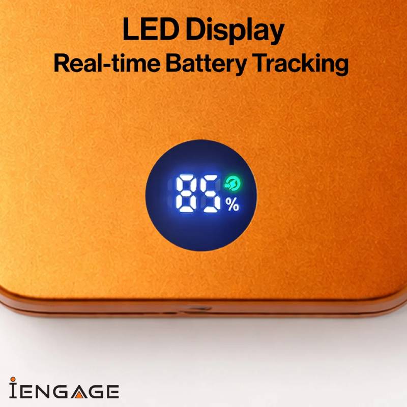 iEngage 10000mAh Semi Solid Battery Wireless Charging Powerbank - Orange