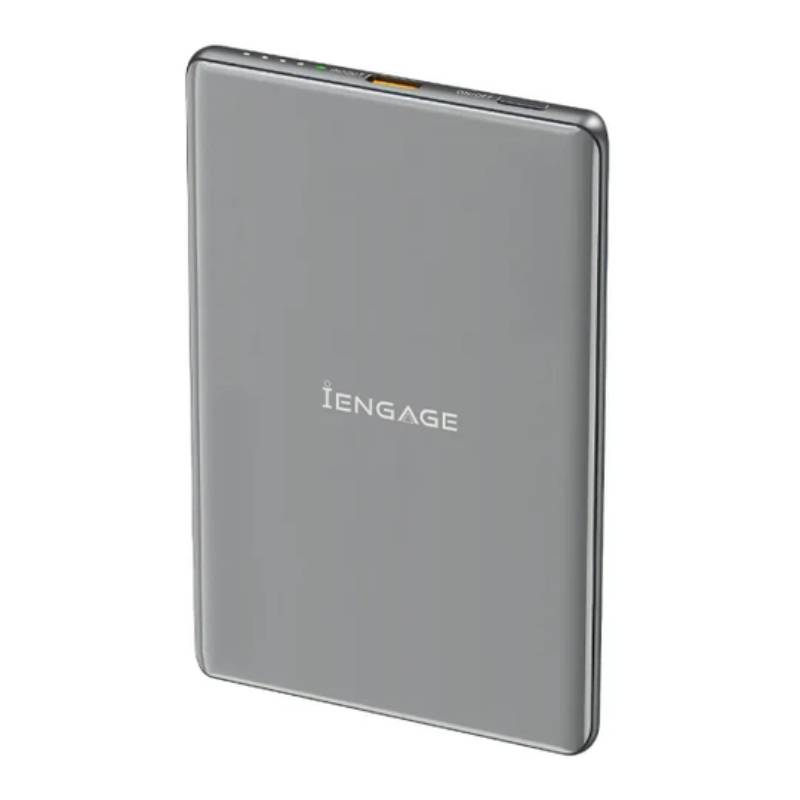 iEngage 5000mAh Wireless Charging Powerbank, Grey - 15W