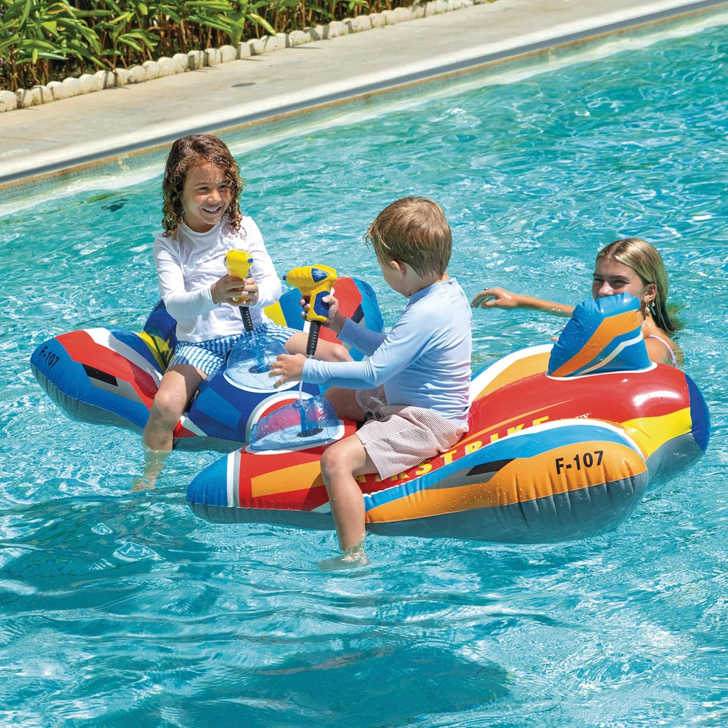 Intex Inflatable Jet Fighter, Ride-On Airplane Float with Water Launcher