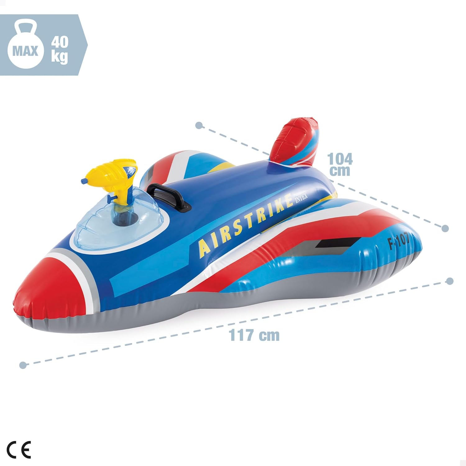 Intex Inflatable Jet Fighter, Ride-On Airplane Float with Water Launcher