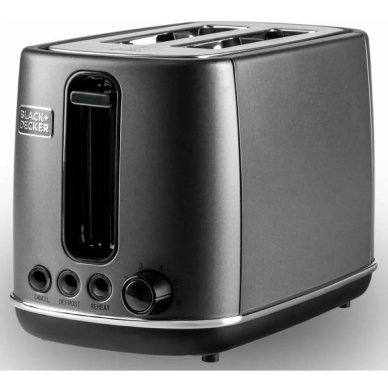 Black & Decker Premium 2 Slice Stainless Steel Toaster, Removable Crumb Tray, Black  - 1050W