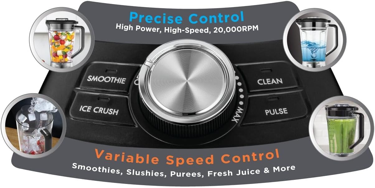 Black & Decker High-Speed Blender, Stainless Steel, Black  - 1200W