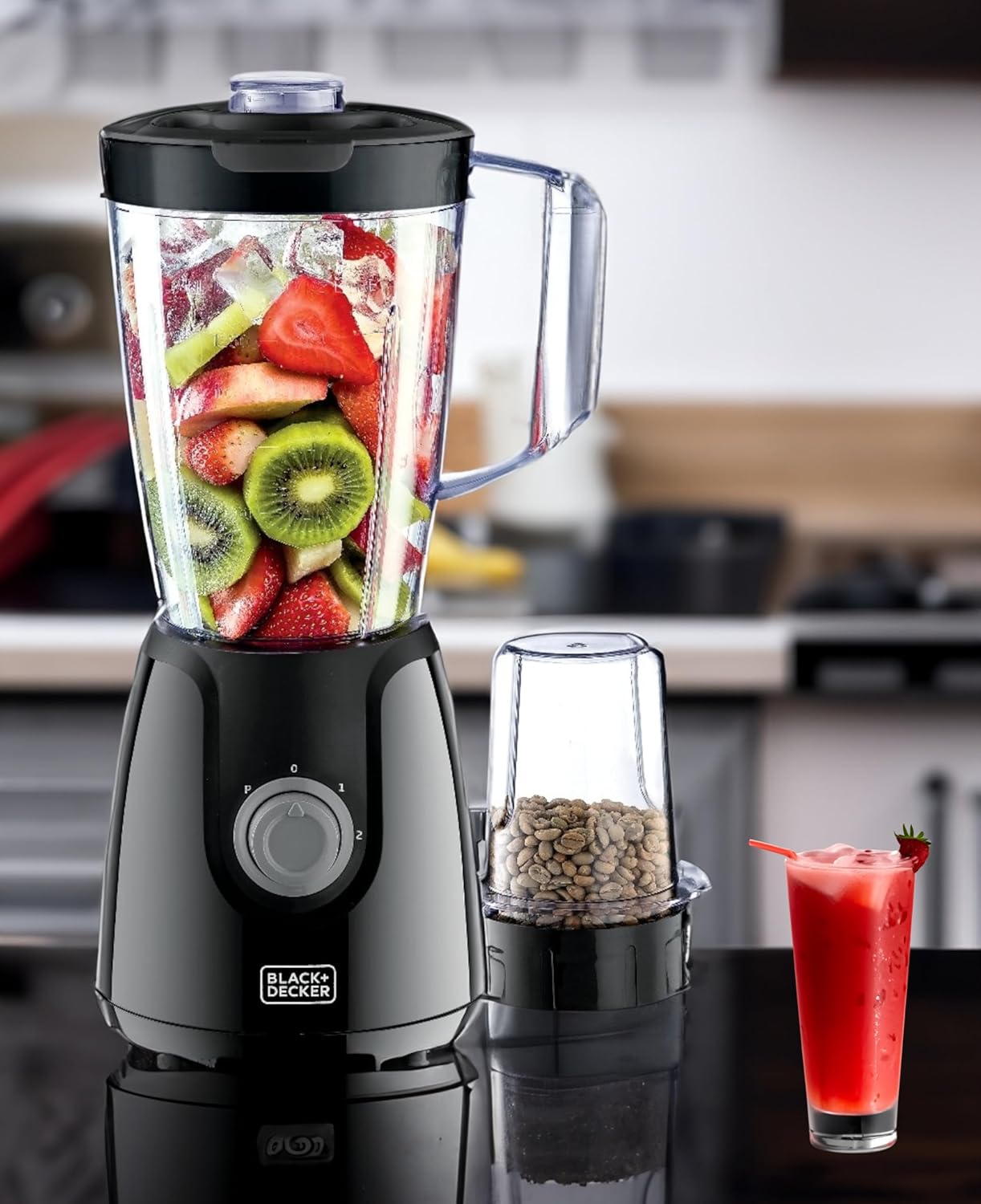 Black + Decker Blender With Grinder Mill + Extra Blender Jar - Black, 400 W
