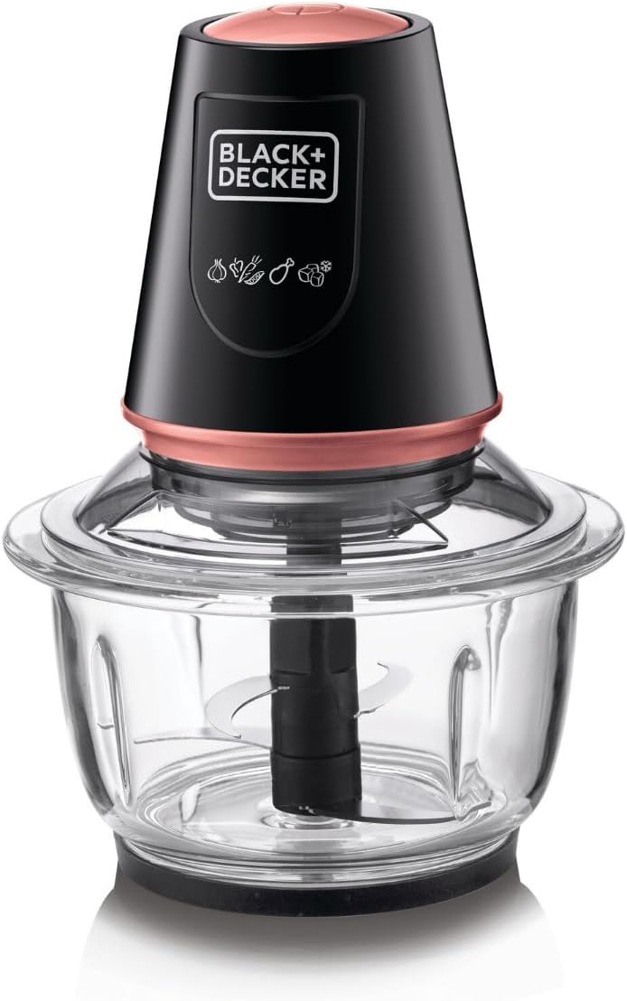 Black + Decker Multifunctional Vertical Food Chopper with Glass Bowl, Black - 1.2 L