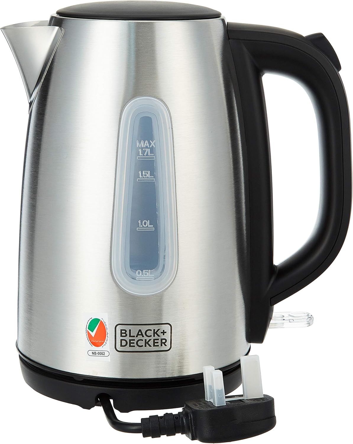 Black & Decker Concealed Stainless Steel Kettle 1.7L, Black & Silver - 2200W