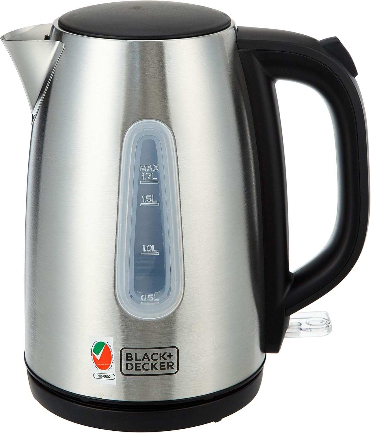 Black & Decker Concealed Stainless Steel Kettle 1.7L, Black & Silver - 2200W
