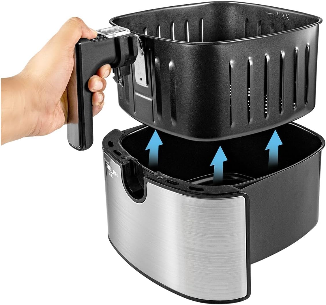 Black + Decker 6-in-1 Air Fryer, Digital Touch Control, Black & Silver - 5.7L