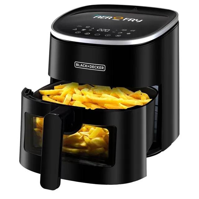 Black + Decker Aerofry Digital Air Fryer, 1300W, 4.2 litres Capacity - Black