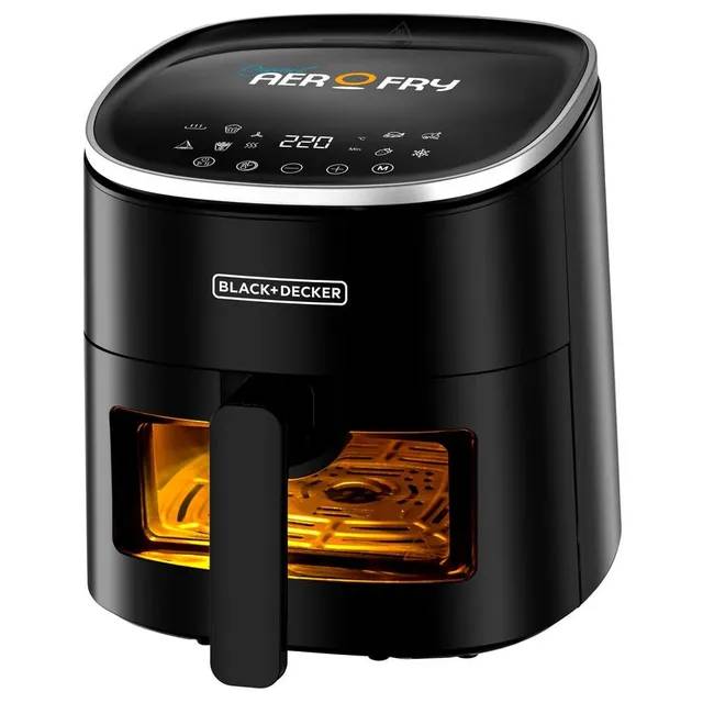 Black + Decker Aerofry Digital Air Fryer, 1300W, 4.2 litres Capacity - Black