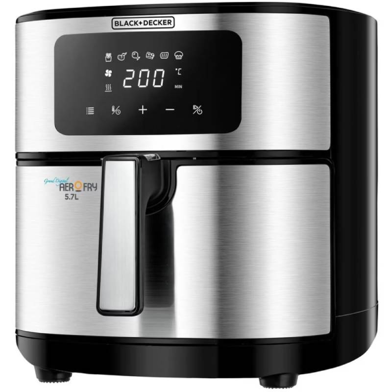 Black + Decker Airfryer Window 6-in-1 Multifunction 7.2L Grand Digital AerOfry, Black & Silver - 1500W