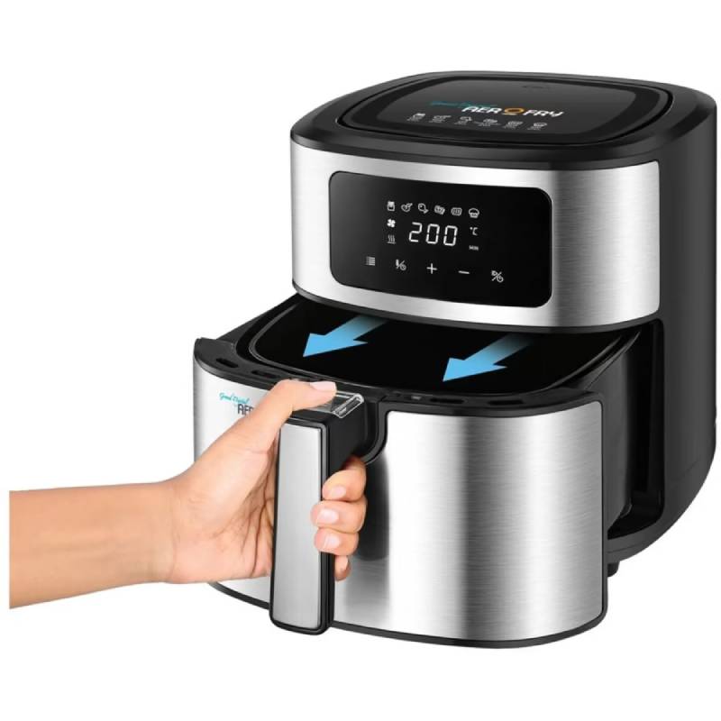 Black + Decker Airfryer Window 6-in-1 Multifunction 7.2L Grand Digital AerOfry, Black & Silver - 1500W